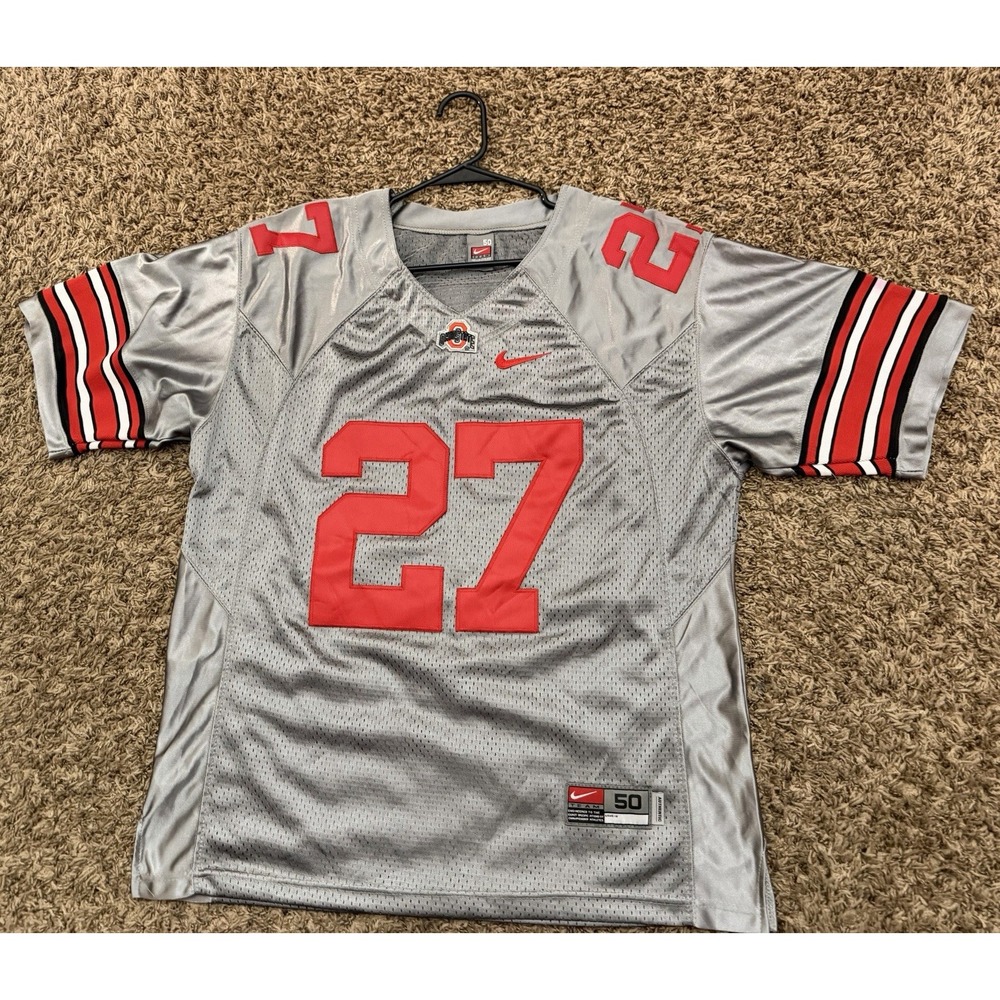 Eddie George #27 Ohio State Buckeyes Nike Football Jersey Gray Men's Size 50 2XL